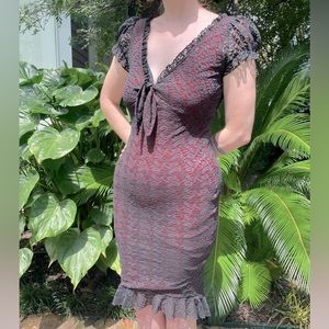 Black and Red Lace Overlay Dress